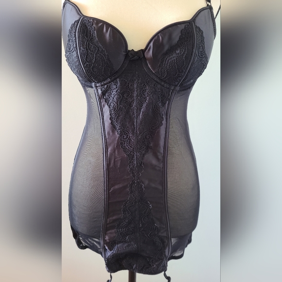 NWT Black Lace Mesh Push-Up Teddy - Picture 2 of 4